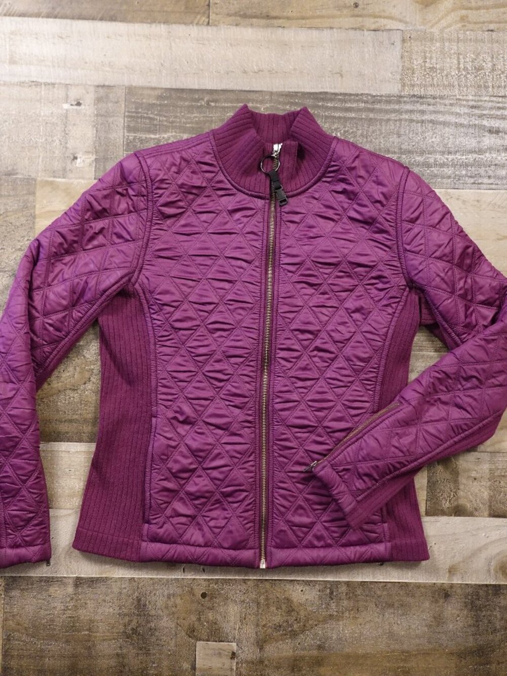 Prana Quilted Fleece Jacket Women’s Medium Purple Plum Full Zip Outdoor Fair